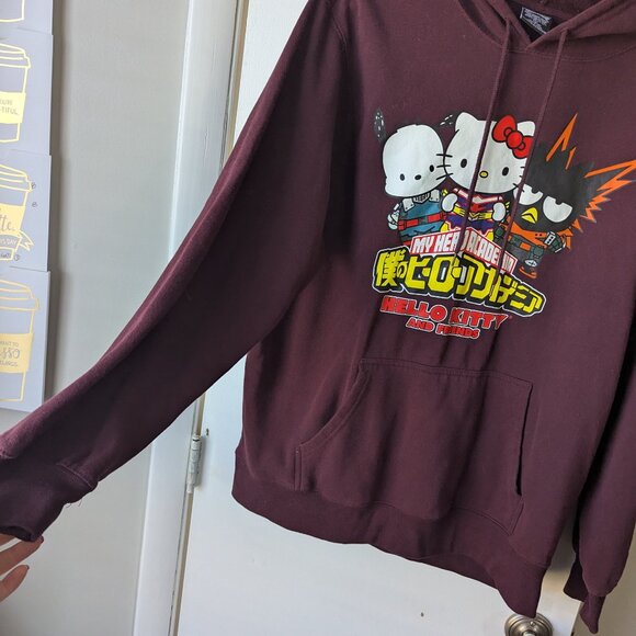 My Hero Academia Hello Kitty and Friends Maroon Pullover Hoodie Size XL - Picture 5 of 8